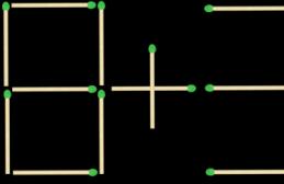 ऑब्जेक्ट पहेलियों का मिलान करें, 7 वर्ग बनाने के लिए 4 माचिस की तीली हिलाएँ